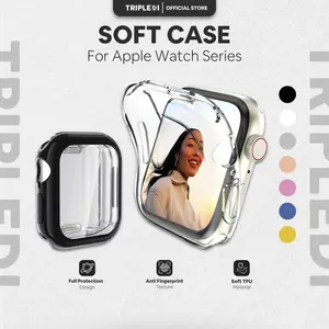 TRIPLEDI Case Soft TPU For Apple Watch Series 1 2 3 4 5 6 7 8 9 10 11 SE 2nd 3rd TD8301 Full Cover Silicone 38 40 41 42 44 45 46mm Screen Protector
