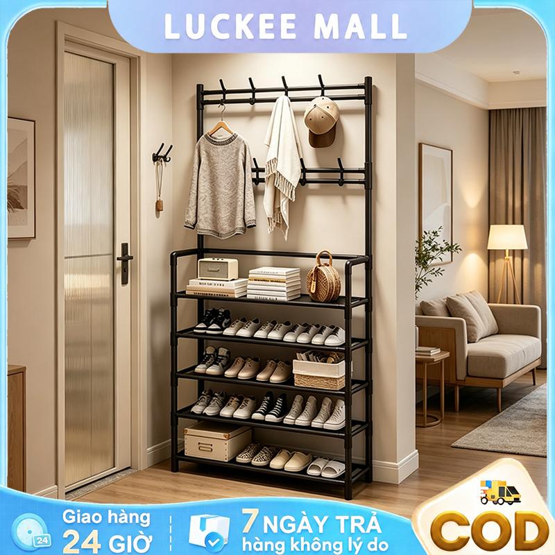 Kệ giày3/4/5 tầng đa năng Kệ để giày có nhiều móc treo đồ tiện tích Kệ Giày Dép…