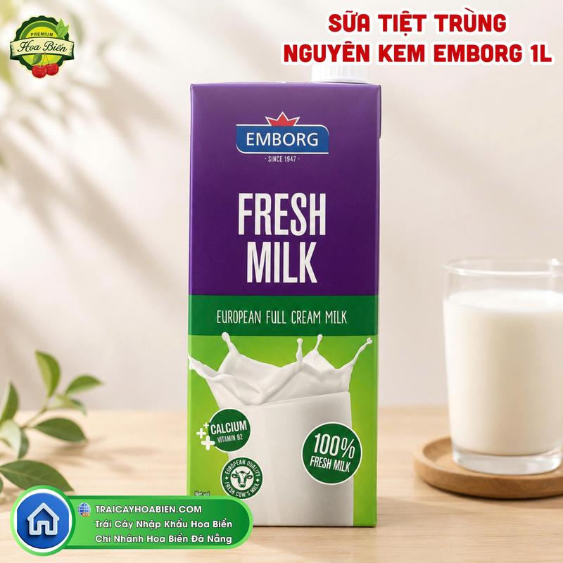 Emborg Sữa Tiệt Trùng Nguyên Kem Fresh Milk 1L - 100% Sữa Tươi Nguyên Chất Từ…