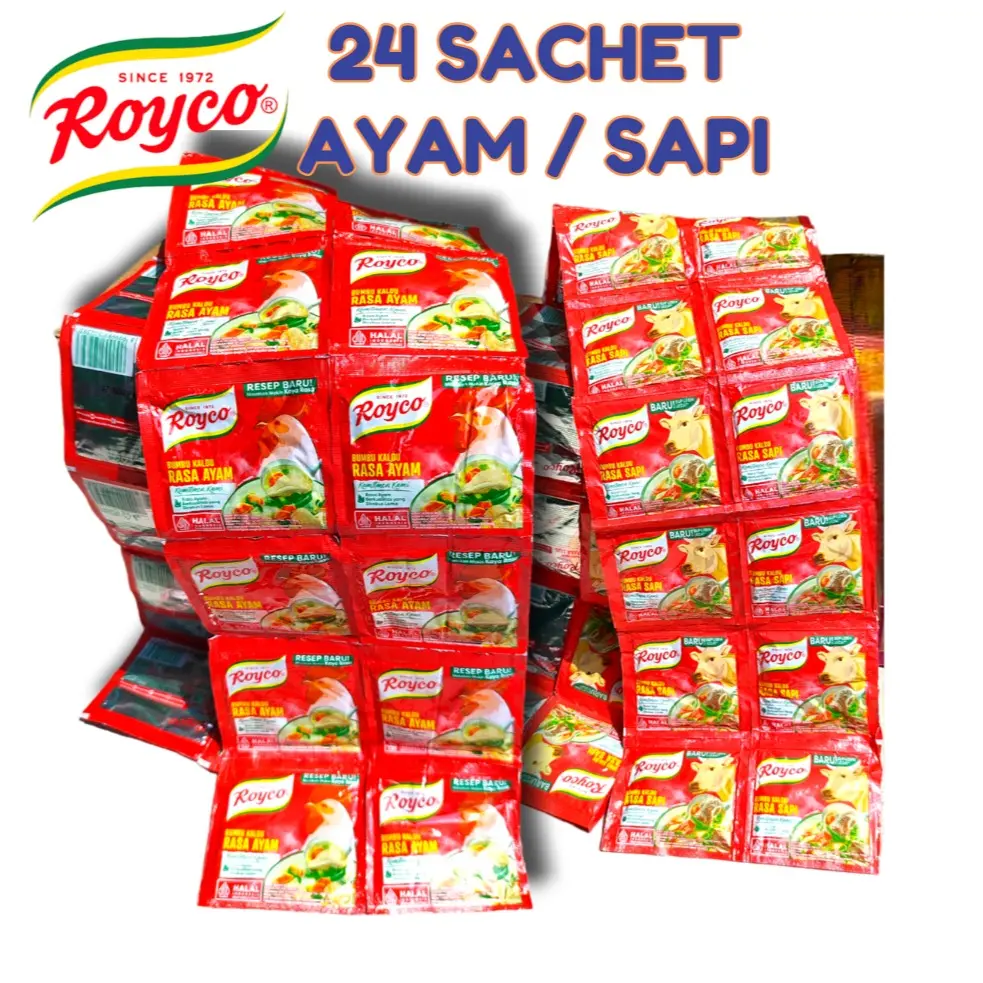 24 SACHET / 2 RENCENG  ROYCO KALDU  AYAM SAPI PENYEDAP RASA BUMBU SACHETAN GOPEK 8 GRAM