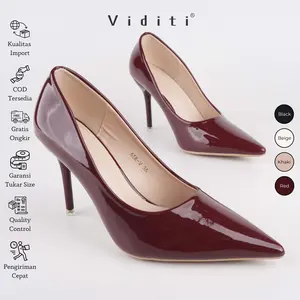 Viditi Kyara Glossy High Heels 9 cm Sepatu Import Wanita | Kerja | Kuliah | Wisuda | Pesta | Kantor Shoes Wedding