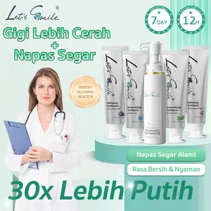 LET’S SMILE Whitening Toothpaste Pasta Gigi Removes Yellow Stains & Bad Breath Fresh Breath & Bright Smile Pasta Gigi Pemutih, Menghilangkan Noda Kuning, Bau Mulut & Nafas Lebih Segar