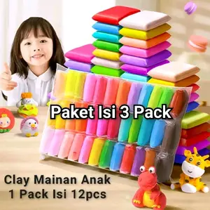 36PCS Slime Clay Mainan  Anak Maianan Lilin Anak 1Pack Isi 12pcs  Warna Paket Isi 3Pack