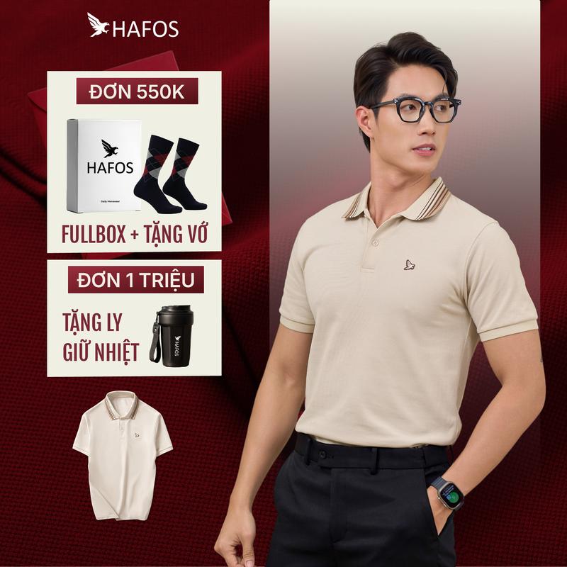    SALE 50%   Áo Polo nam HAFOS - Áo có cổ nam REGAN họa tiết thêu chim ưng nổi chất vải Smart Pique thoáng mát hạn chế nhăn bo cổ viền thanh lịch - Form Regular Menswear - Hafos 