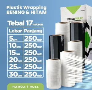 STRETCH FILM PLASTIK WRAP WRAPING WRAPPING BENING HITAM Roll Transparan