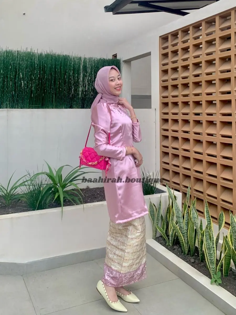 Baju Kurung Melayu Wanita Atasan Tunik Kebaya Polos Modern Adat Malaysia Riau Kondangan Akad Bahan Satin Velvet Premium Murah Meriah