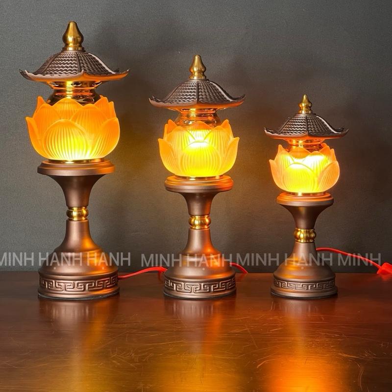 Đèn 1 bông sen dáng mái lục giác Led Có Chế Độ sáng 3 Màu :có 3 cỡ cao 25cm,30cm,36cm giá 1 đôi tặng 2 led dự phòng | Minh Hạnh Chỉ Bán Hàng Loại 1