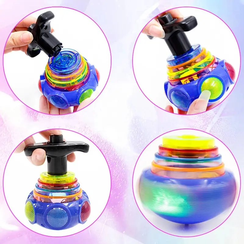 Light-emitting gyroscope toy light laser rotation top toy children flash music toy launcher gift,Plastik fall-resistant and crash-resistant,children's interactive toy competition toys,toy gift for Kids Lampu Mainan Anak Hadiah 4