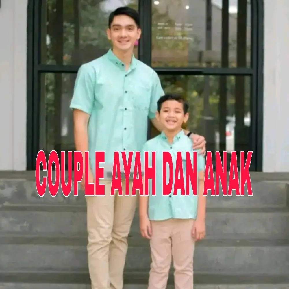 couple ayah dan anak kemeja polos lengan pendek baju casual Hem formal