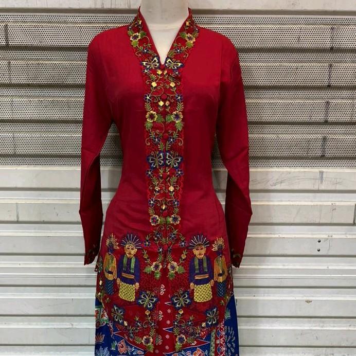 Atasan kebaya encim bordir motif ondel - ondel // kebaya encim bordir. 0