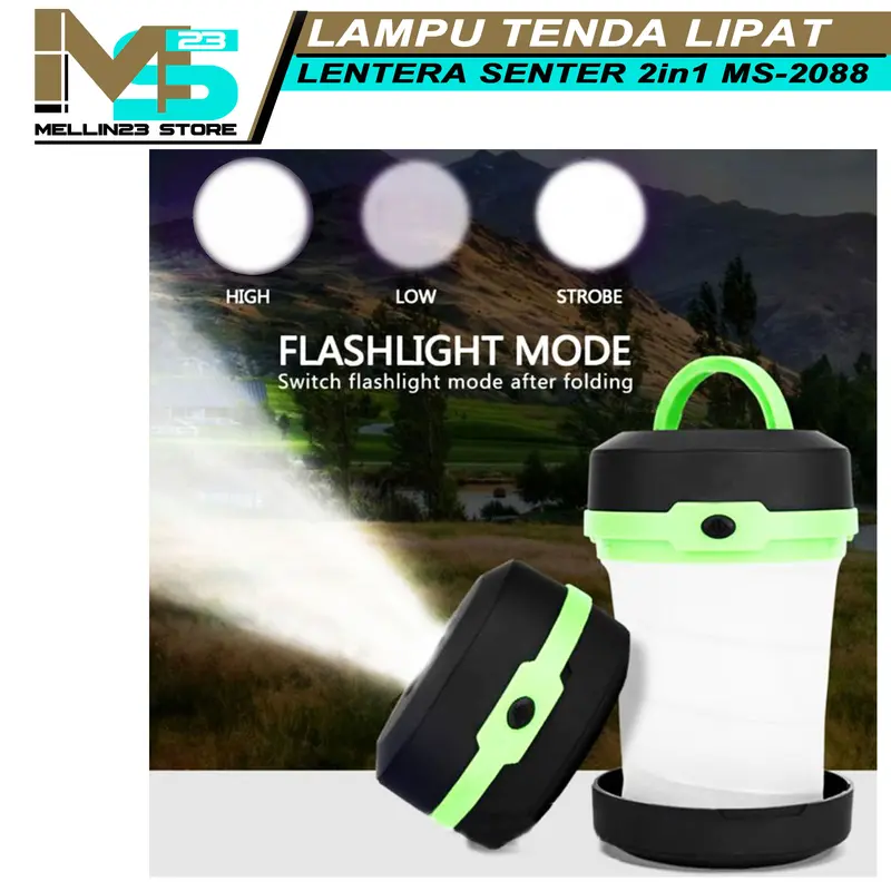 lampu tenda lipat camping MS2088 lampu tenda emergency baterai AA 3pcs 5