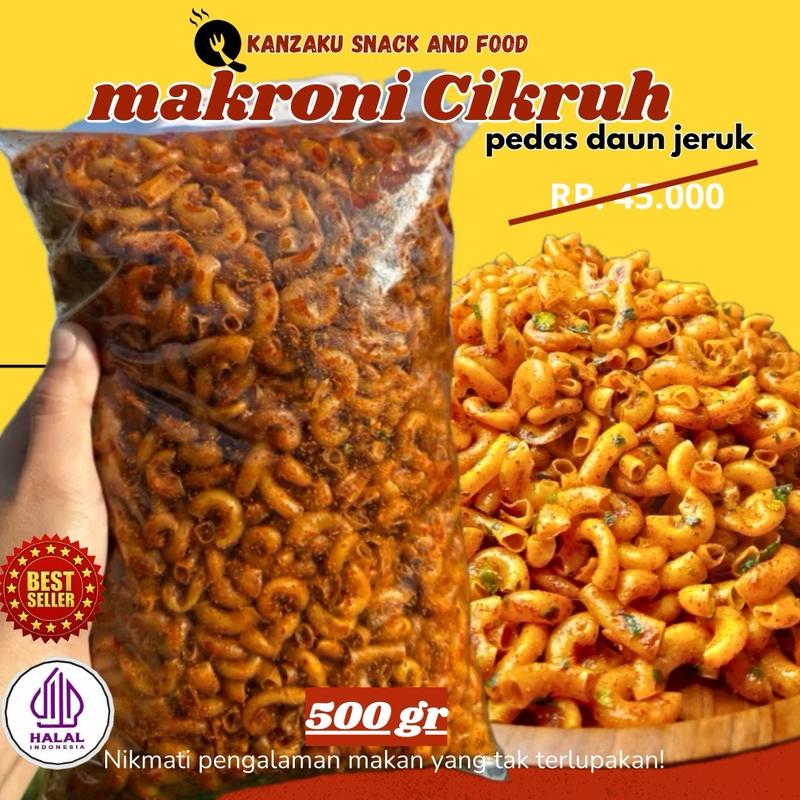 500gr makaroni cikruh pedas daun jeruk snack renyah jajanan viral makanan enak Cemilan Camilan Food 0