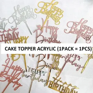 DEKORCUY CAKE TOPPER AKRILIK ULANG TAHUN HAPPY BIRTHDAY TUSUKAN HIASAN DEKORASI TOKO PERLENGKAPAN KUE