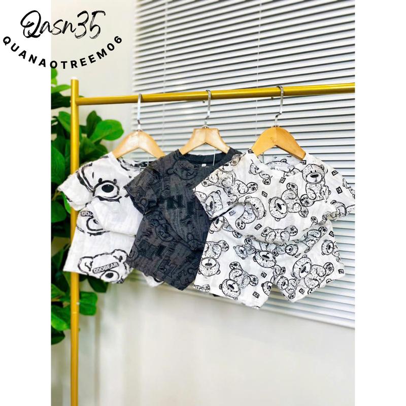 Combo 2 bộ QUẦN ÁO- quần áo bé trai, (XƯỚC,6-28kg) bộ tay ngắn cho bé vải cotton xước nhiều họa tiết, thoáng mát, thiết kế cổ tròn tay ngắn quần đùi cho bé dưới 4 tuổi bộ  xước