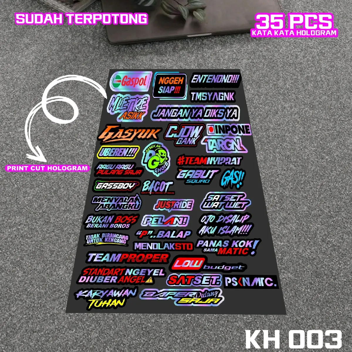 Stiker hologram isi 35 pcs sticker pack case racing balap kodekh003 Stationery Paper