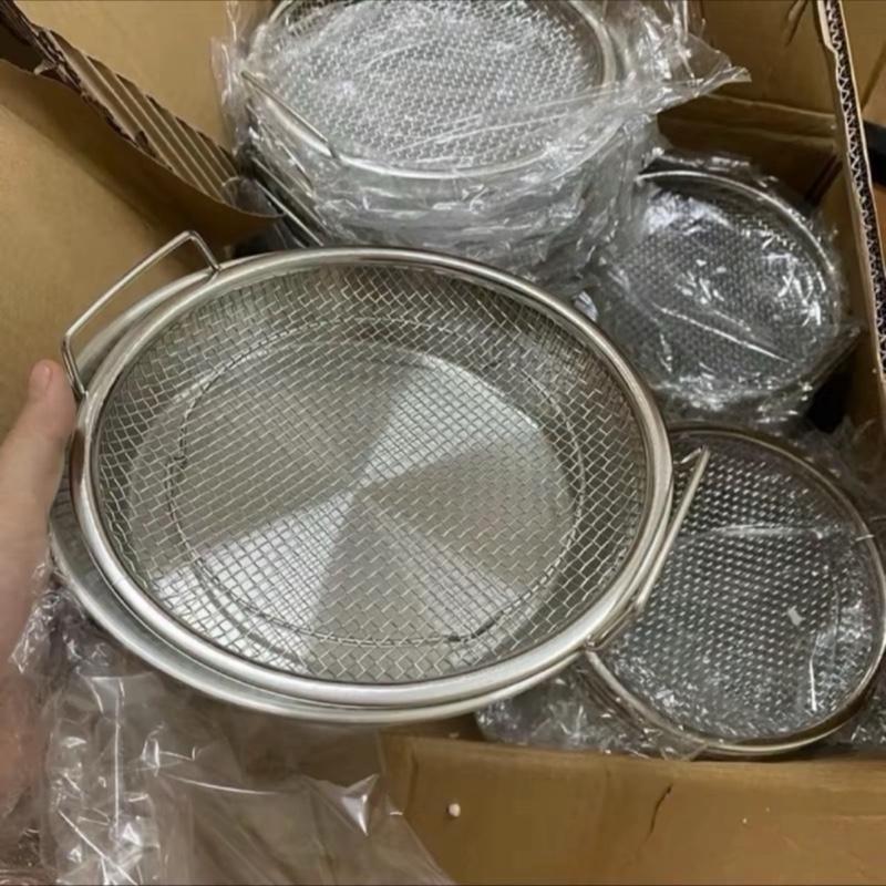  Sét Khay Đĩa Kèm Vỉ Lưới Lọc dầu chất liệu inox 304 cao cấp size 20cm 