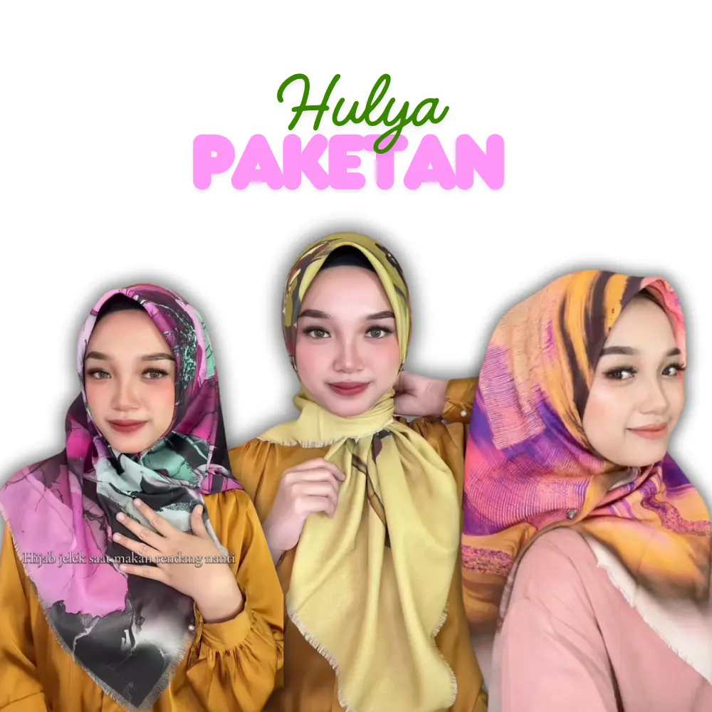 Hulya Hijab Segi Empat Katun Kilau 100cm Paket Spesial Ramadhan 12pcs Serian dan Random