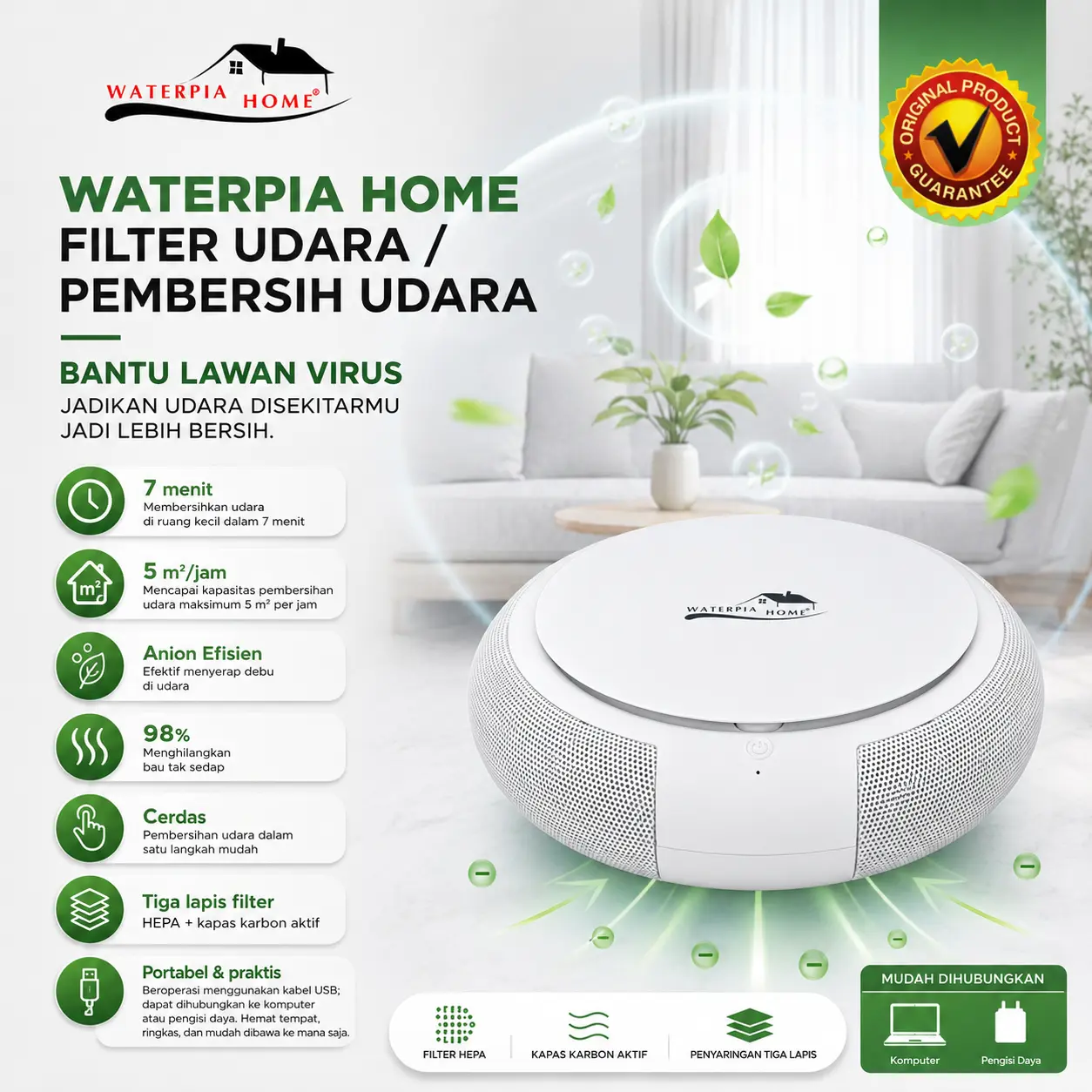 Filter Udara / Pembersih Udara  / Kantor / Kamar Tidur
