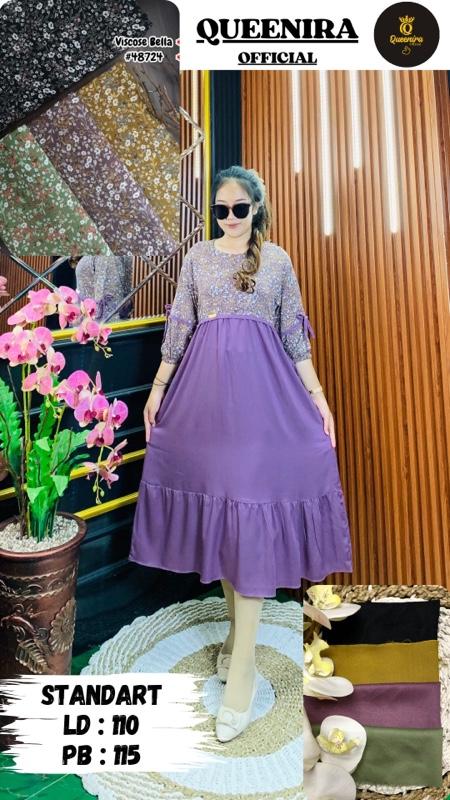 QUEENIRA_Daster kombinasi tangan balon full tali Busui Rayon premium Dress Wanita QUEENIRA_Daster kombinasi tangan balon full tali Busui Rayon premium Dress Wanita