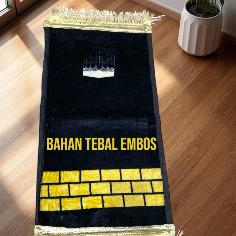 Sejadah Muslim Anti Slip Tebal Embos Motif Kotak Haji - Nyaman - Sajadah, Turki Mini Traveling Umroh Tipis Pouch 5