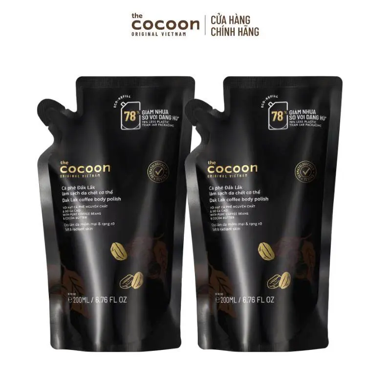 Ảnh đại diện COMBO 2 Túi Refill 200ml - Cà phê Đắk Lắk làm sạch da chết cơ thể Cocoon cho làn da mềm mại & rạng rỡ 200ml
