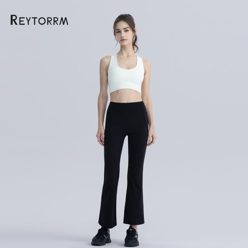 Reytorrm Legging Sport Celana Yoga Wanita Celana Cutbray Basic Wide Leg High Waist Yoga Pants（CK066) Olahraga Pakaian Outdoor 8