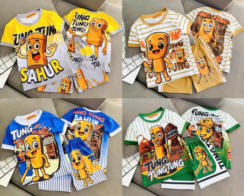  COMBO 4 BỘ TUNG TUNG SAHUR có SIZE  cho bé  trai-gái  từ 8 - 42kg. Chất vải thun thái mềm mịn mát. 