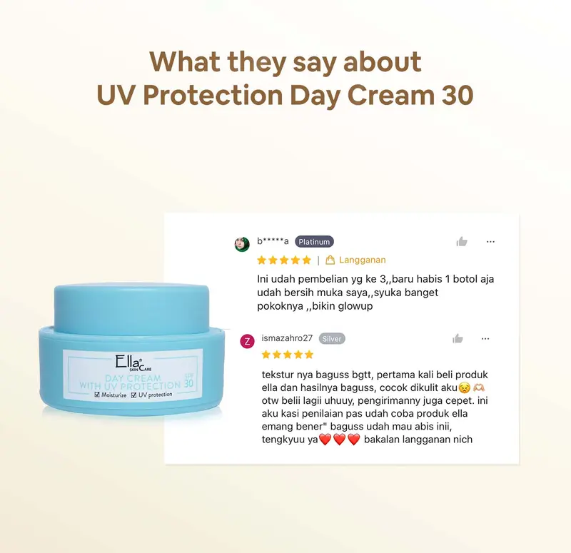 Ella Skincare Day Cream SPF 30 with UV Protection - Melindungi Kulit dari Sinar Matahari, Aman utk Semua Jenis Kulit 5