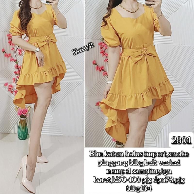 Product Introduction of 2801 - Dress bhn Katun halus import, smoke pinggang blkg, BELT Variasi 14