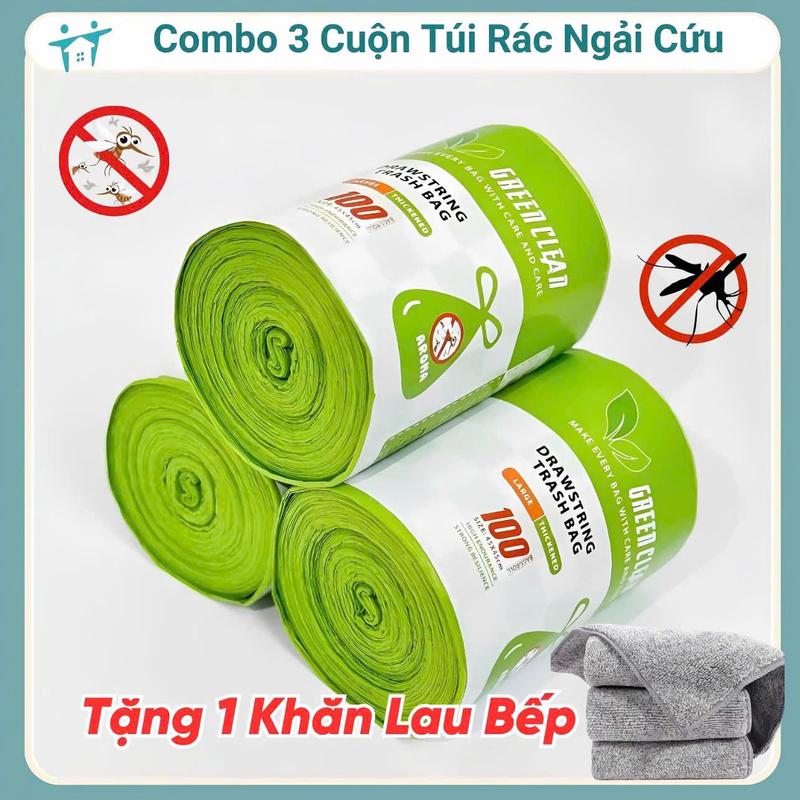 Cuộn Túi Rác Có Dây Rút, Hương Ngải Cứu Chống Côn Trùng Chịu Lực Tốt Kích Thư