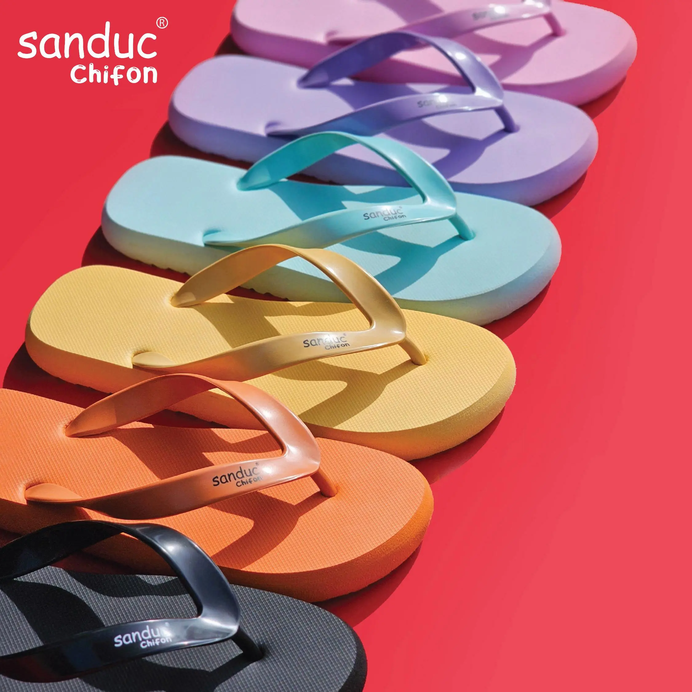 Sanduc Chifon Unisex Comfort Soft EVA Colorful Flip Flops sandal READY STOCK