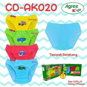 Agree CD Anak AK020 (3pcs, 6pcs, 12pcs) Nyaman Halus Bahan Katun Premium Lembut Adem Elastis Motif Lucu Warna Ceria