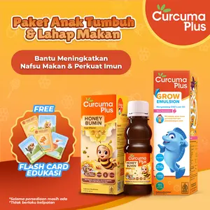 [ FREE FLASHCARD ] BARU! Curcuma Plus Paket Anak Tumbuh & Lahap Makan (Honey Bumin + Grow emulsion 200ml) - Multivitamin Anak mengandung Madu Temulawak Albumin & D3