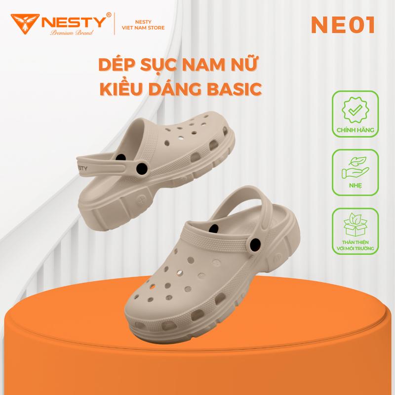 NE01 ( tặng 10 sticker ) Dép Sục Nam Nữ NESTY Kiểu Basic, Đế Cao Mềm, Chống Trượt