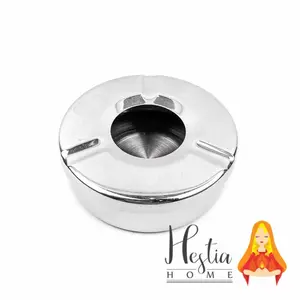 Asbak Stainless Steel High Quality Ashtray Dengan Tutup Diameter 9,5cm
