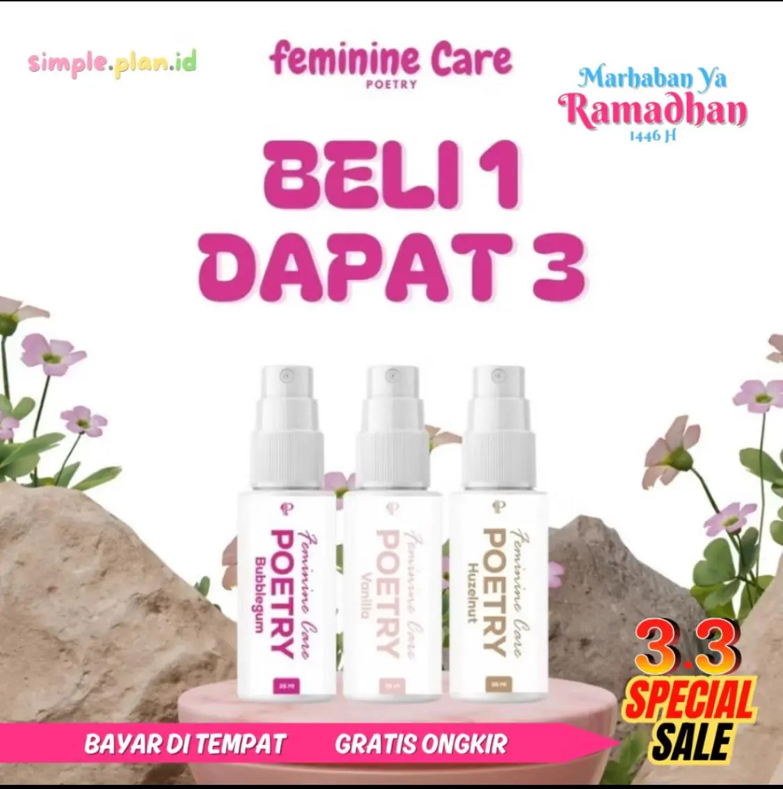 PROMO POETRY Inspired by GENDSS Paket Bundling Sweet Aromatic Feminine Care Spray  DAPAT 3 Pcs Kapan Lagi kewanitaan