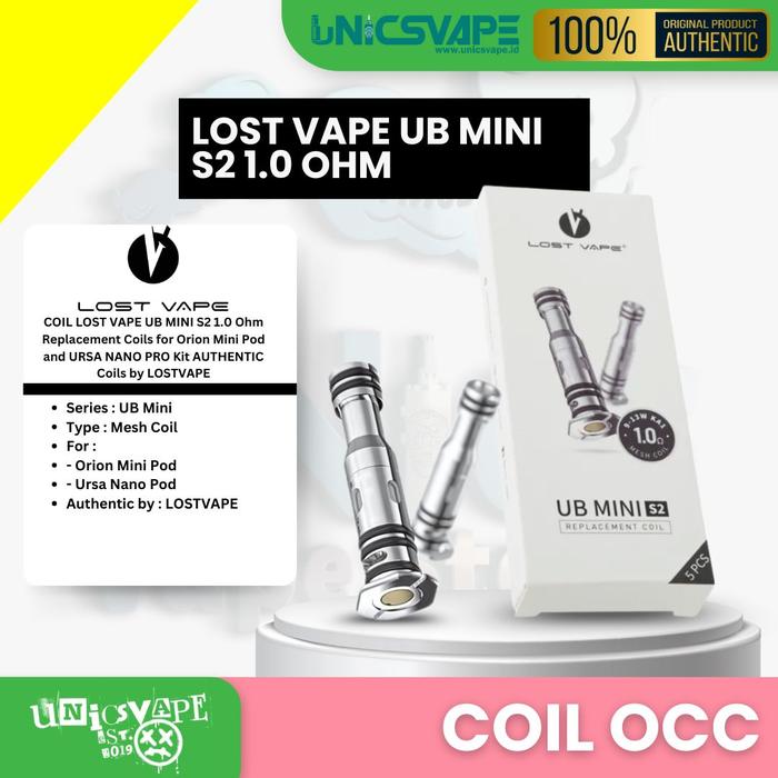 Jual COIL LOST VAPE UB MINI S2 1.0 Ohm Replacement Coils for Orion Mini Pod  and URSA NANO PRO Kit AUTHENTIC Coils by LOSTVAPE - Kab. Sidoarjo - Unics  Vapestore