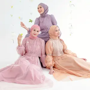 Emmaqueen - Dress Alin baju gamis 2026 trend terbaru mewah couple anak ibu cewek trend terbaru simpel gamis Elegan Wanita Muslim  Remaja Dewasa Mewah Kondangan Tule Variasi Brukat XS-XXL Busui Wudhu Friendly Karet Pinggang