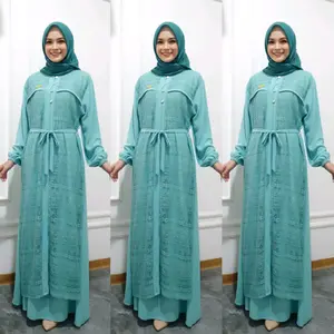 Asyifah GAMIS KANCING BORKAT JUMBO PESTA BAHAN CRINKLE AIRFLOW MIX BORKAT TERLARIS TERBARU KEKINIAN Muslim Lebaran  Wanita Cantik Mewah