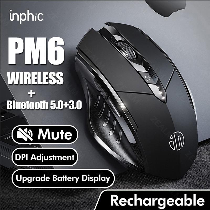 INPHIC PM6 Mouse Wireless Bluetooth Rechargeable 2.4G Office Silent Mouse Support PC Laptop Tablet Mouse Gaming 1