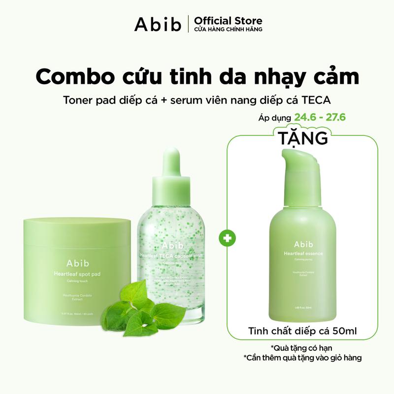 Bộ 2 sản phẩm Abib toner pad diếp cá và serum viên nang diếp cá TECA