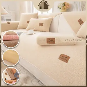 Zakka Home Alas Sofa Bulu Tebal Penutup Sofa Non-Slip Cushion Towel Modern