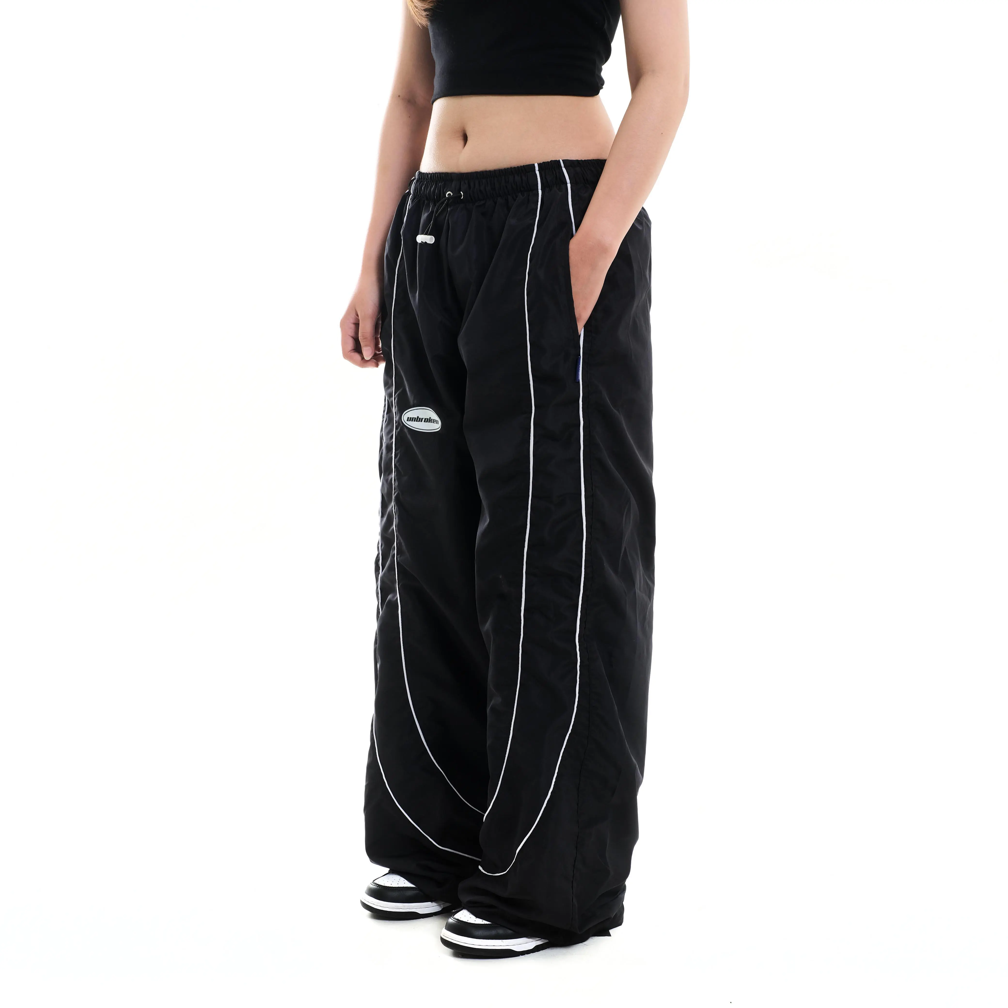 Unbroken Official JOGER PANTS PANJANG CASUAL BLACK WANITA LONG PANTS HIGHWIST TRAOUSERS Polyester Hitam baggy outfit celana scena y2k lokal legged trousers sweatpants Waist  Straight