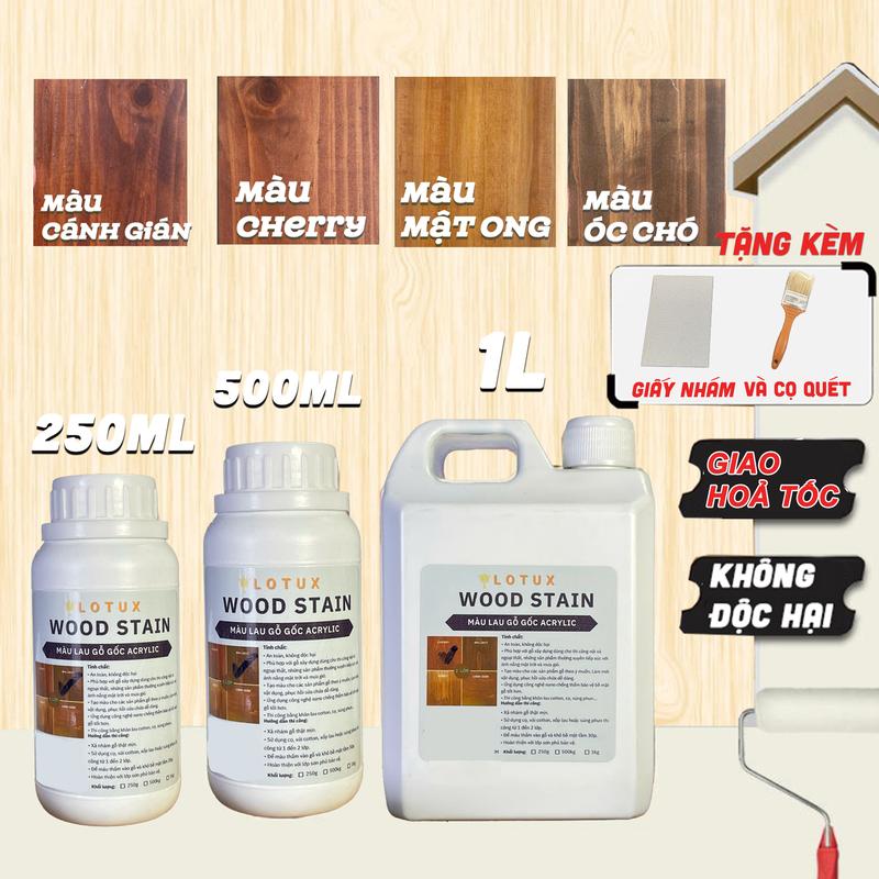 Sơn Màu Lau Gỗ Gốc Nước Không Mùi LOTUX WOOD STAIN Giúp Nổi Màu Vân Gỗ Tự Nhiên mã MLG01
