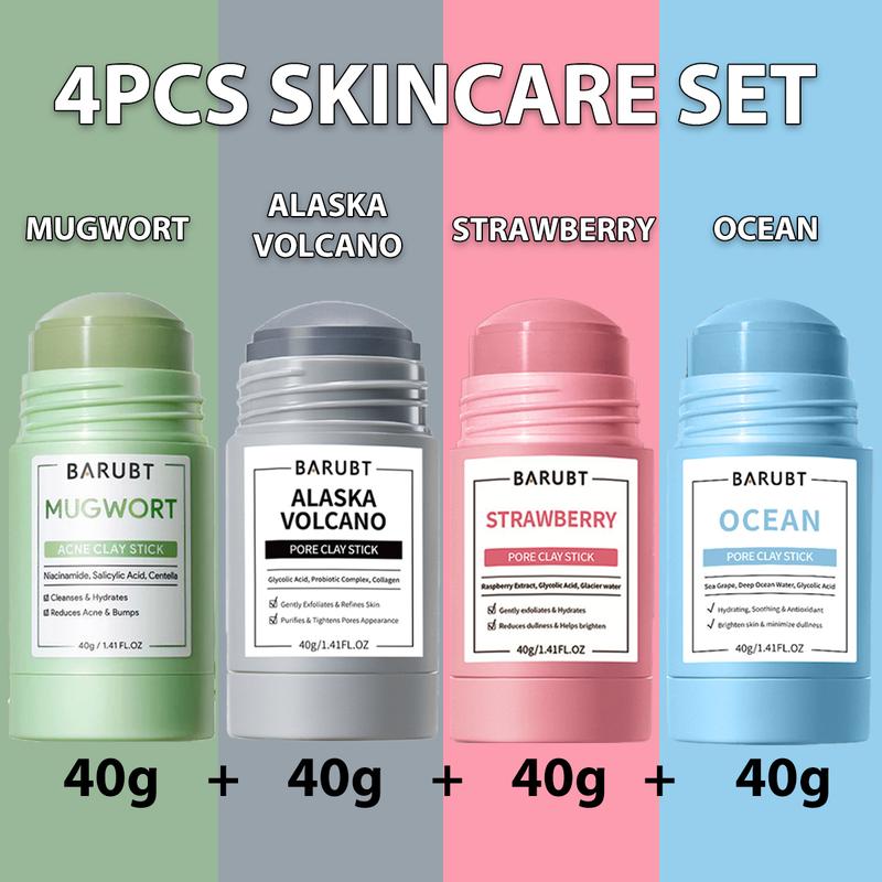 Bộ Chăm Sóc Da Mặt 4 Cái Mặt Nạ Đất Sét Mụn Mugwort 40g Mặt Nạ Đất Sét Núi Rập Alaska 40g Mặt Nạ Đất Sét Niacinamide Dâu Tây 40g Mặt Nạ Đất Sét Nho Biển Đại Dương