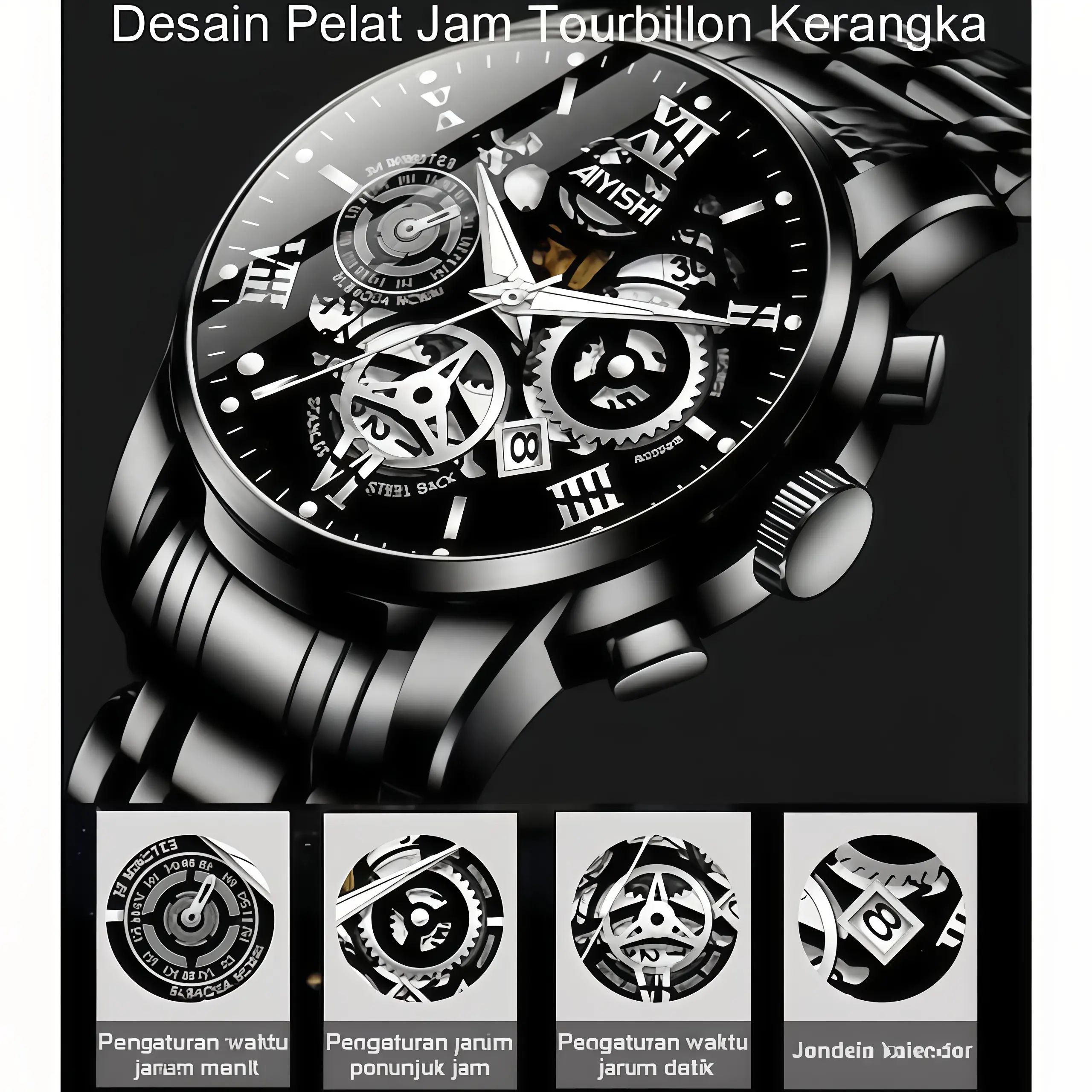 Jam Tangan Pria AIYISHI Tipe Olahraga Multi-Fungsi dengan Mesin Kuarsa Otomatis, Kaca Jam Warna Hitam, Bahan Stainless Steel, Tahan Air 30 Meter, Garansi 2 Tahun-1806 Jam Tangan Pria AIYISHI Tipe Olahraga Multi-Fungsi dengan Mesin Kuarsa Otomatis, Kaca Jam Warna Hitam, Bahan Stainless Steel, Tahan Air 30 Meter, Garansi 2 Tahun-1806