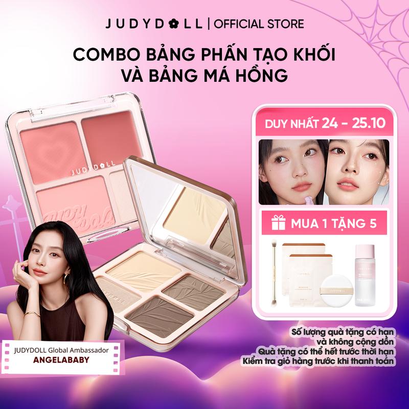 Combo Judydoll bảng phấn tạo khối và bảng má hồng Highlight Contour Palette & Blush Highlight Palette