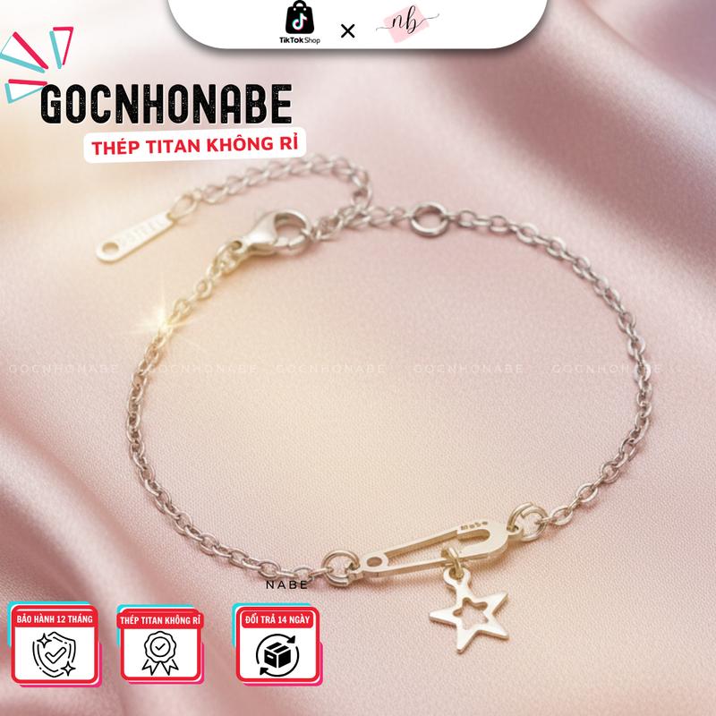 KHÔNG ĐEN GHỈ Vòng tay safety pin Nabe Mini Pin Dây Trơn - Vòng tay safety pin Titanium không đen ghỉ - Lắc tay safety pin chính hãng