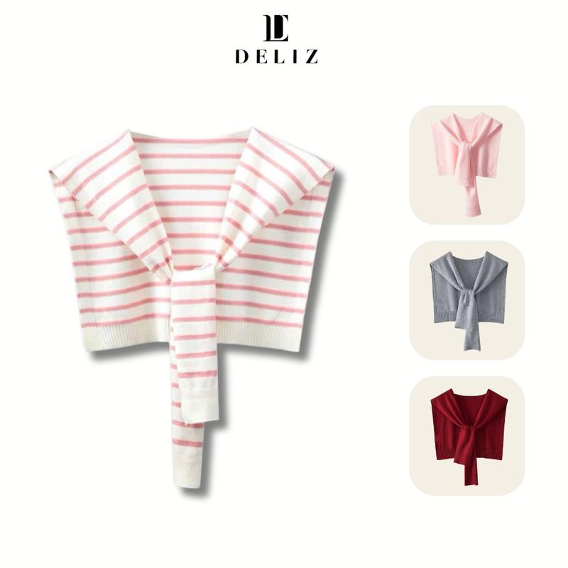 DELIZ - Khăn choàng len khoác ngoài thiết kế kẻ sọc basic nhiều màu - K01