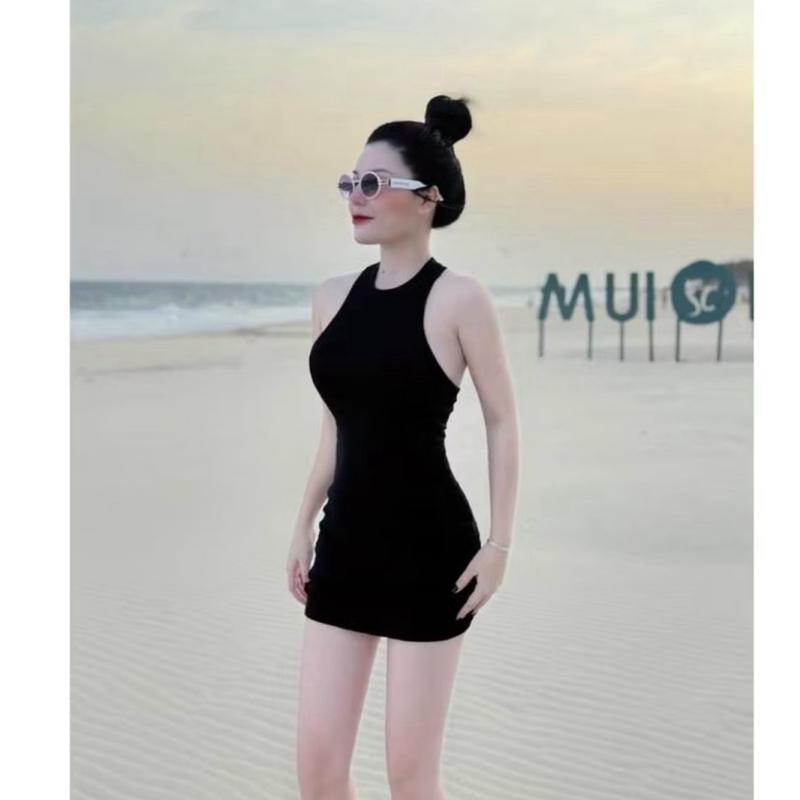 A57 Đầm váy nữ sát nách cổ tròn đi tiệc đi chơi body dáng ngắn size dưới 53kg
